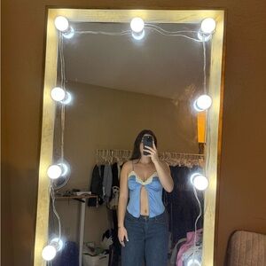 Cotton Candy Blue Top with Cream Accents